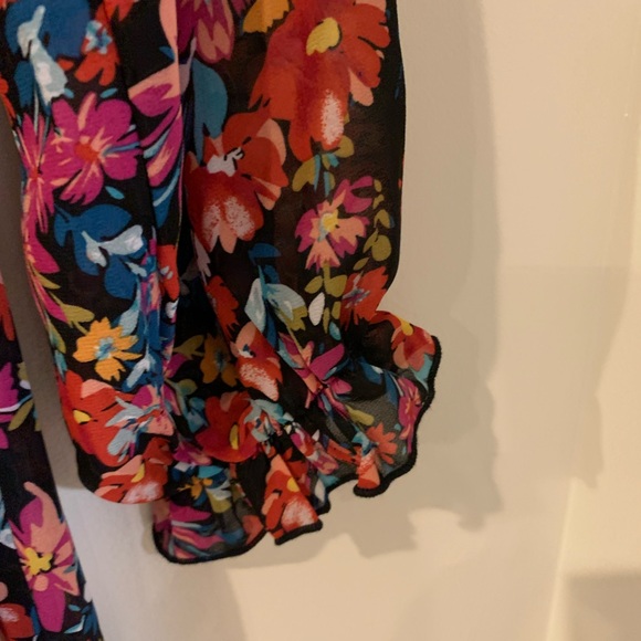 Black Pink Floral Sheer Dress - Picture 4 of 6